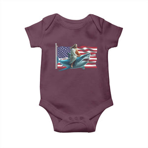 Funny Jesus Shark Baby Onesie Christian Patriotic American Flag Meme TS14 Maroon Print Your Wear