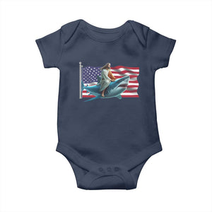 Funny Jesus Shark Baby Onesie Christian Patriotic American Flag Meme TS14 Navy Print Your Wear