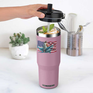 Funny Jesus Shark Flip Straw Tumbler Christian Patriotic American Flag Meme TS14 One Size: 30 oz Light Pink Print Your Wear