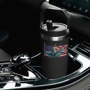 Funny Jesus Shark Flip Straw Tumbler Christian Patriotic American Flag Meme TS14 Print Your Wear