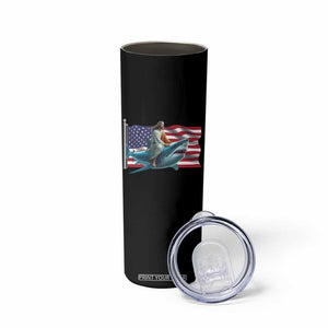 Funny Jesus Shark Skinny Tumbler Christian Patriotic American Flag Meme TS14 Print Your Wear