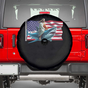 Funny Jesus Shark Spare Tire Cover Christian Patriotic American Flag Meme TS14 Black Print Your Wear