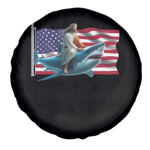 Funny Jesus Shark Spare Tire Cover Christian Patriotic American Flag Meme TS14 Print Your Wear