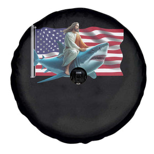 Funny Jesus Shark Spare Tire Cover Christian Patriotic American Flag Meme TS14 Print Your Wear