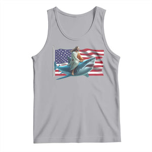 Funny Jesus Shark Tank Top Christian Patriotic American Flag Meme TS14 Athletic Heather Print Your Wear