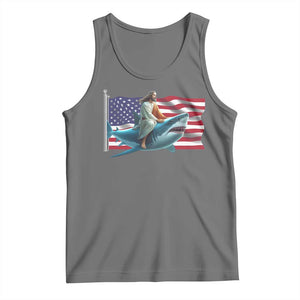 Funny Jesus Shark Tank Top Christian Patriotic American Flag Meme TS14 Black Heather Print Your Wear
