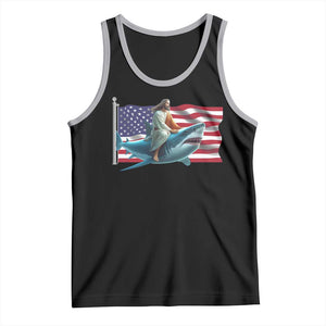 Funny Jesus Shark Tank Top Christian Patriotic American Flag Meme TS14 Black Athletic Heather Print Your Wear