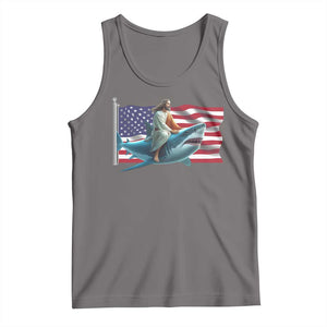Funny Jesus Shark Tank Top Christian Patriotic American Flag Meme TS14 Deep Heather Print Your Wear