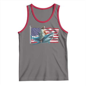 Funny Jesus Shark Tank Top Christian Patriotic American Flag Meme TS14 Deep Heather Red Print Your Wear