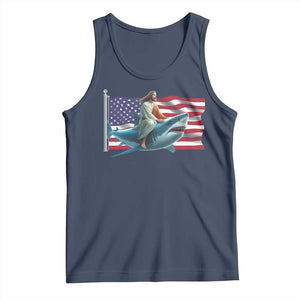 Funny Jesus Shark Tank Top Christian Patriotic American Flag Meme TS14 Navy Print Your Wear