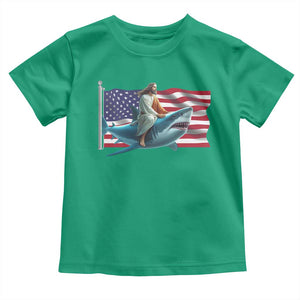 Funny Jesus Shark Toddler T Shirt Christian Patriotic American Flag Meme TS14 Irish Green Print Your Wear