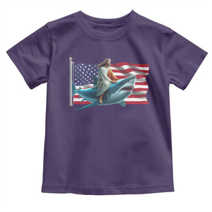 Funny Jesus Shark Toddler T Shirt Christian Patriotic American Flag Meme TS14 Purple Print Your Wear