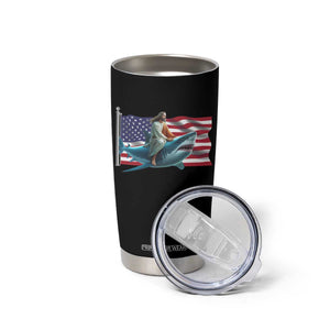 Funny Jesus Shark Tumbler Cup Christian Patriotic American Flag Meme TS14 Print Your Wear