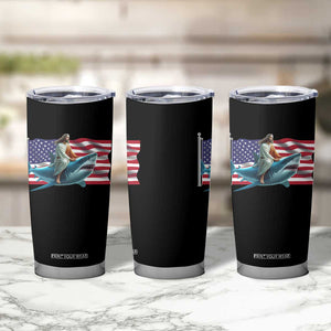 Funny Jesus Shark Tumbler Cup Christian Patriotic American Flag Meme TS14 Print Your Wear