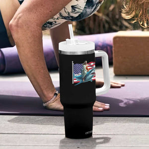Funny Jesus Shark Tumbler With Handle Christian Patriotic American Flag Meme TS14 Print Your Wear