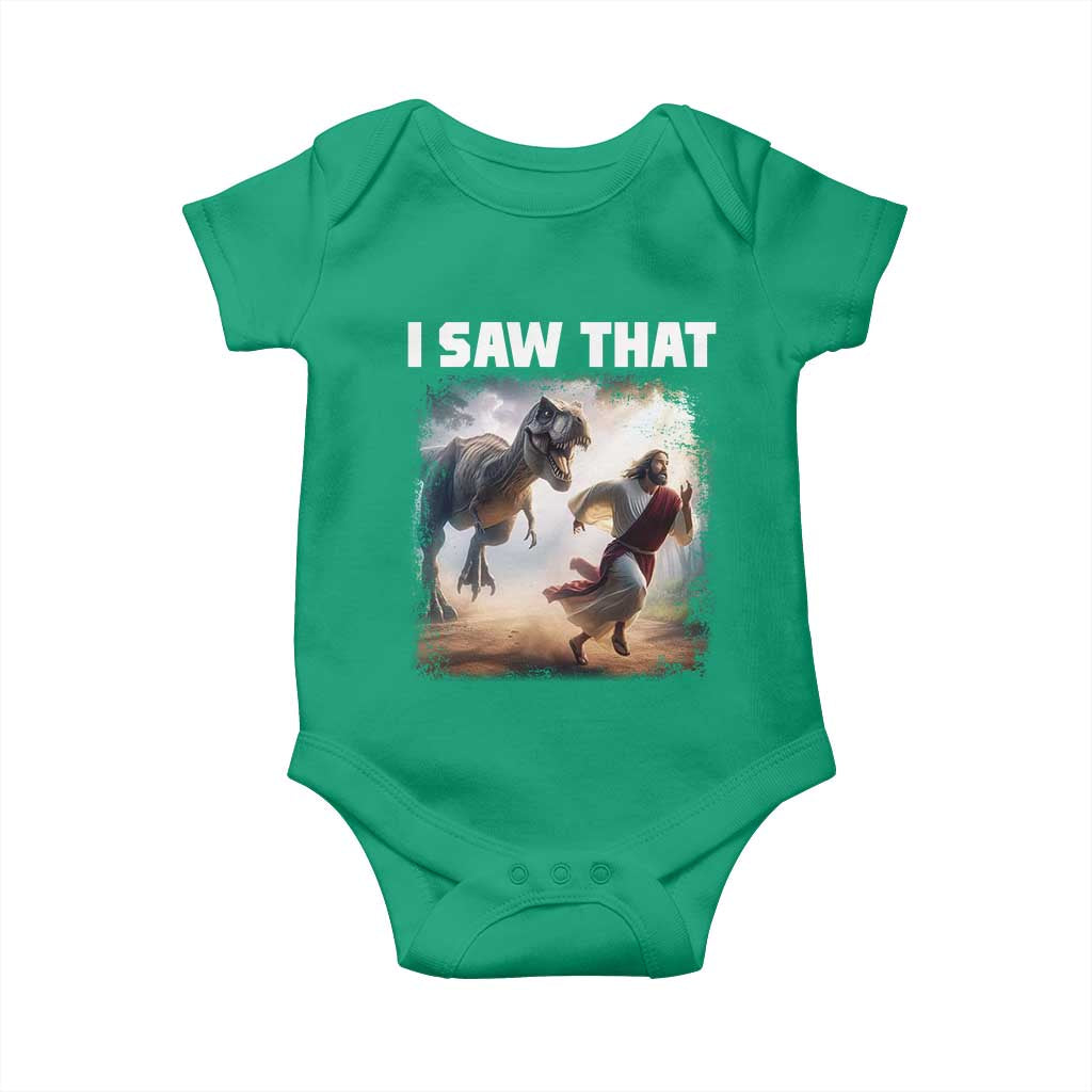 Funny Jesus Dinosaur Baby Onesie I Saw That Christan Meme TS14 Irish Green Print Your Wear