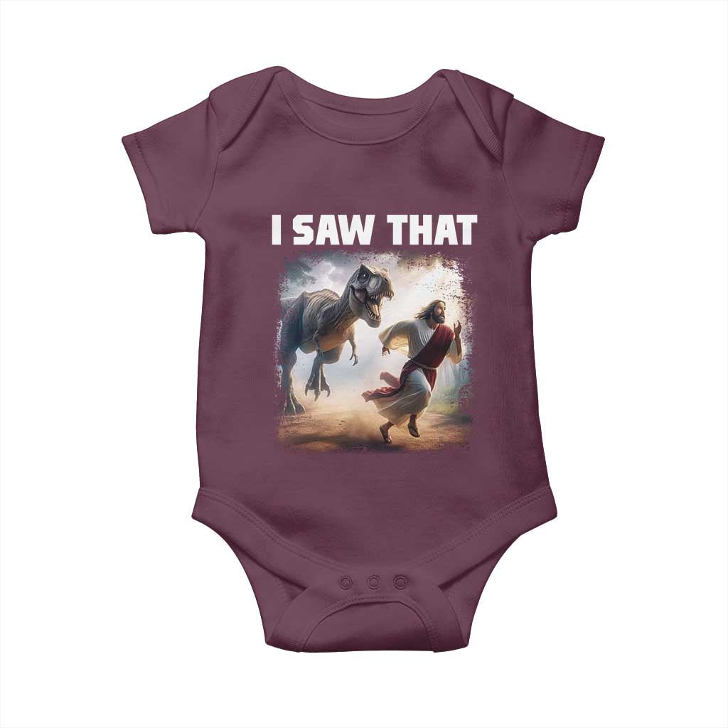 Funny Jesus Dinosaur Baby Onesie I Saw That Christan Meme TS14 Maroon Print Your Wear