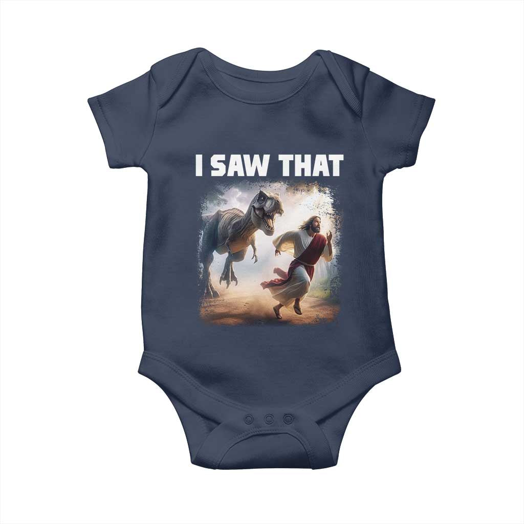 Funny Jesus Dinosaur Baby Onesie I Saw That Christan Meme TS14 Navy Print Your Wear
