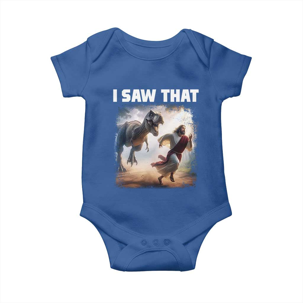 Funny Jesus Dinosaur Baby Onesie I Saw That Christan Meme TS14 Royal Blue Print Your Wear