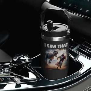 Funny Jesus Dinosaur Flip Straw Tumbler I Saw That Christan Meme TS14 Print Your Wear