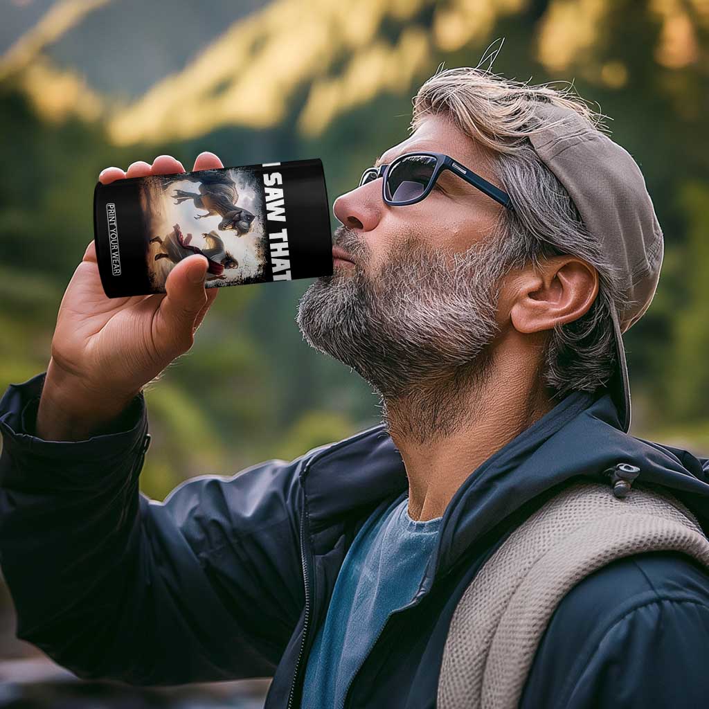 Funny Jesus Dinosaur 4 in 1 Can Cooler Tumbler I Saw That Christan Meme TS14 Print Your Wear