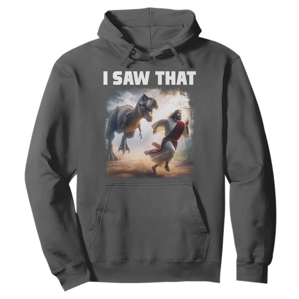 Funny Jesus Dinosaur Hoodie I Saw That Christan Meme TS14 Dark Heather Print Your Wear