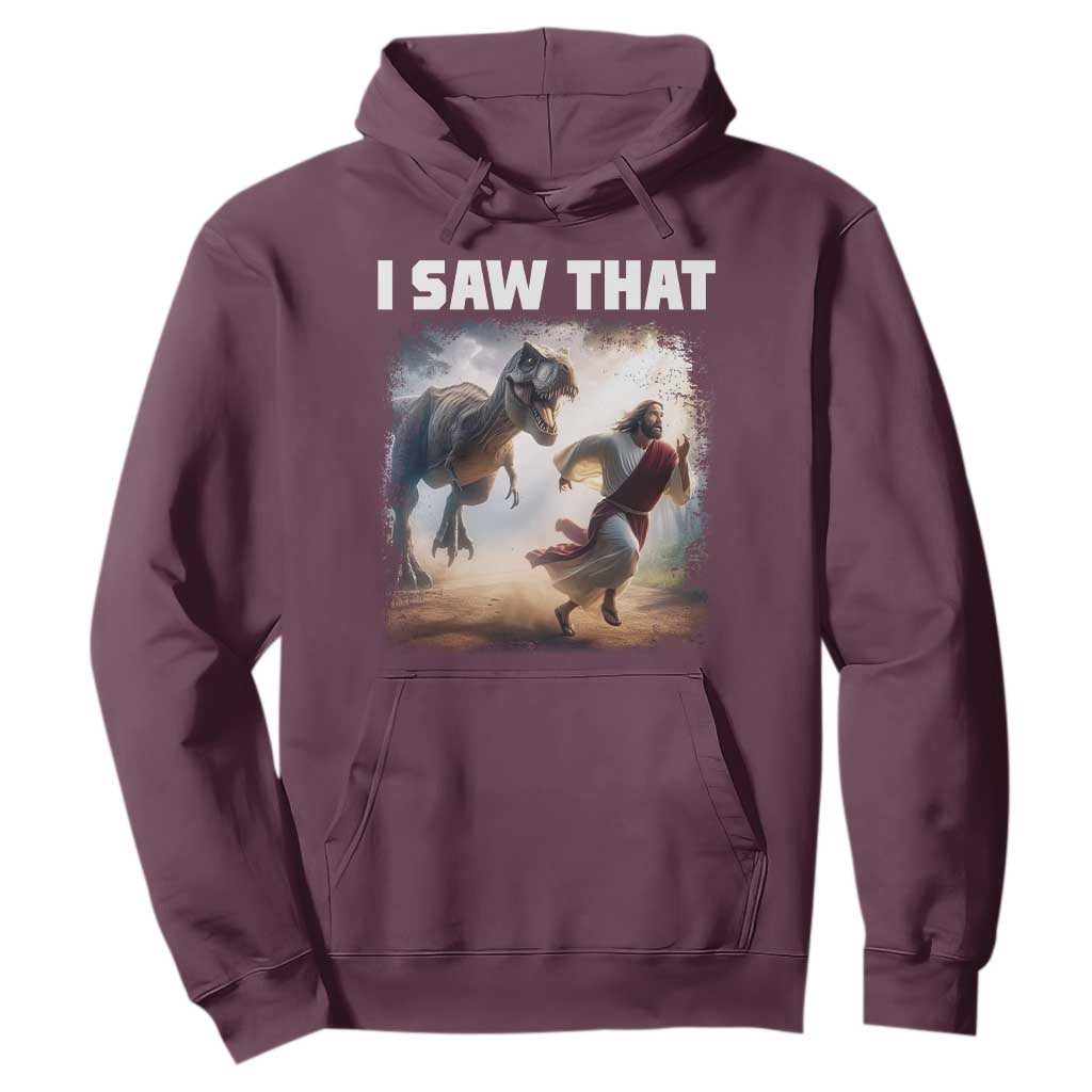 Funny Jesus Dinosaur Hoodie I Saw That Christan Meme TS14 Maroon Print Your Wear