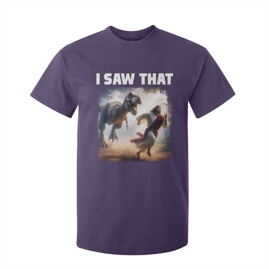 Funny Jesus Dinosaur T Shirt For Kid I Saw That Christan Meme TS14 Purple Print Your Wear