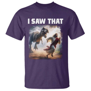 Funny Jesus Dinosaur T Shirt I Saw That Christan Meme TS14 Purple Print Your Wear