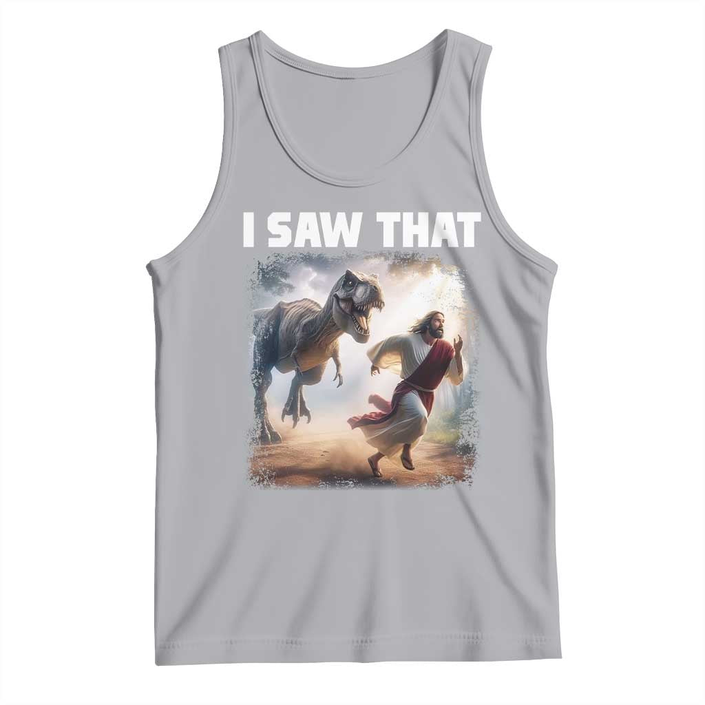 Funny Jesus Dinosaur Tank Top I Saw That Christan Meme TS14 Athletic Heather Print Your Wear