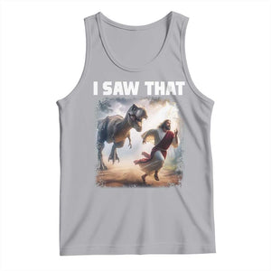Funny Jesus Dinosaur Tank Top I Saw That Christan Meme TS14 Athletic Heather Print Your Wear