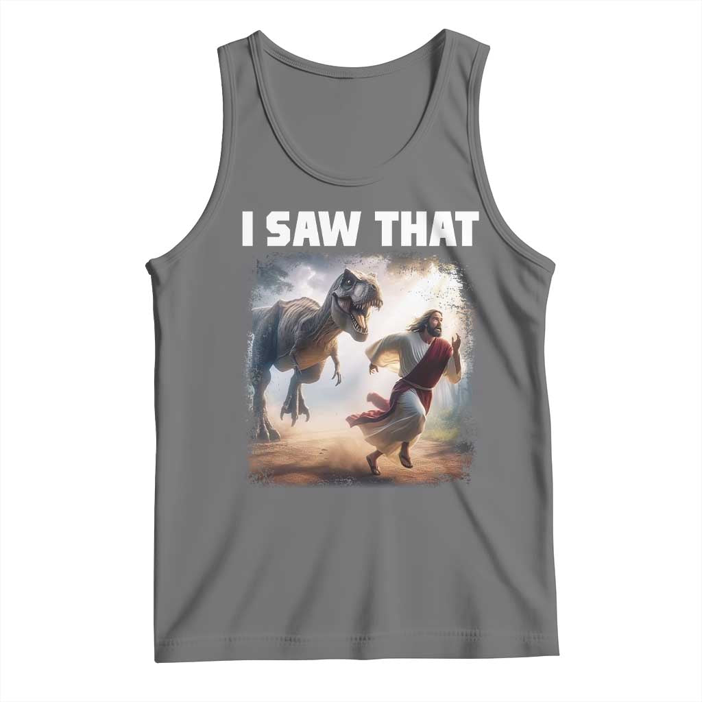 Funny Jesus Dinosaur Tank Top I Saw That Christan Meme TS14 Black Heather Print Your Wear