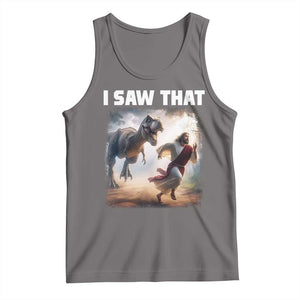 Funny Jesus Dinosaur Tank Top I Saw That Christan Meme TS14 Deep Heather Print Your Wear
