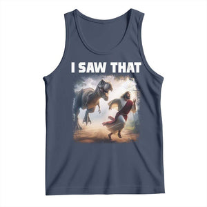 Funny Jesus Dinosaur Tank Top I Saw That Christan Meme TS14 Navy Print Your Wear