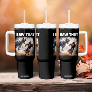 Funny Jesus Dinosaur Tumbler With Handle I Saw That Christan Meme TS14 Print Your Wear