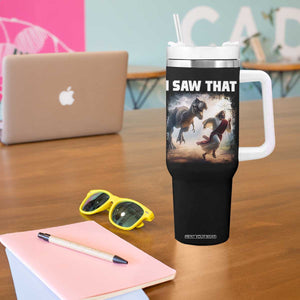 Funny Jesus Dinosaur Tumbler With Handle I Saw That Christan Meme TS14 Print Your Wear