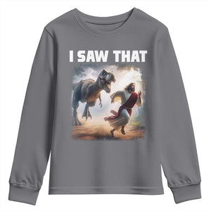 Funny Jesus Dinosaur Youth Sweatshirt I Saw That Christan Meme TS14 Charcoal Print Your Wear