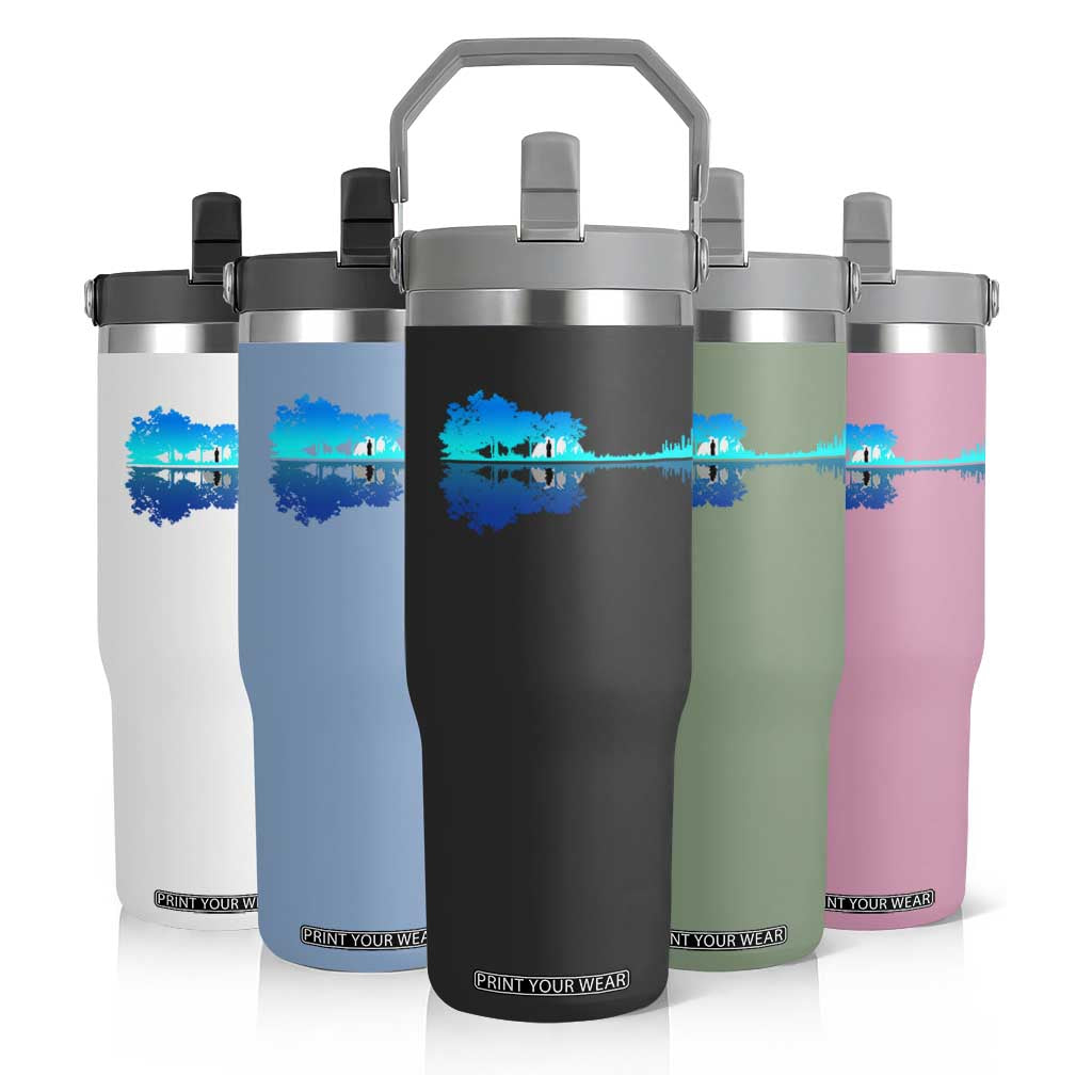 Guitar Lake Shadow Flip Straw Tumbler Acoustic Guitarist Musician Nature Lover TS14 Print Your Wear