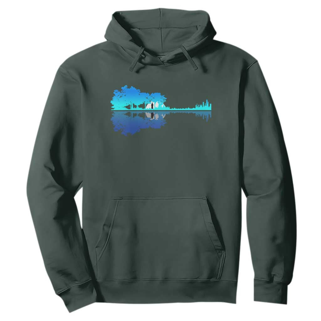 Guitar Lake Shadow Hoodie Acoustic Guitarist Musician Nature Lover TS14 Dark Forest Green Print Your Wear
