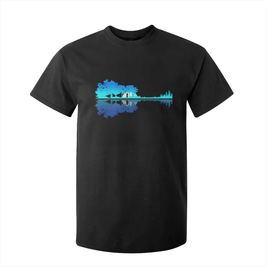 Guitar Lake Shadow T Shirt For Kid Acoustic Guitarist Musician Nature Lover TS14 Black Print Your Wear
