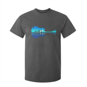 Guitar Lake Shadow T Shirt For Kid Acoustic Guitarist Musician Nature Lover TS14 Dark Heather Print Your Wear