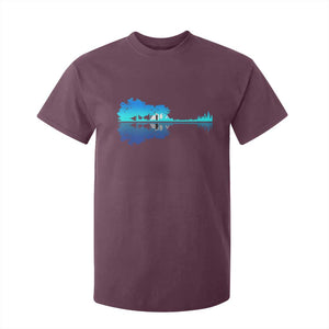 Guitar Lake Shadow T Shirt For Kid Acoustic Guitarist Musician Nature Lover TS14 Maroon Print Your Wear