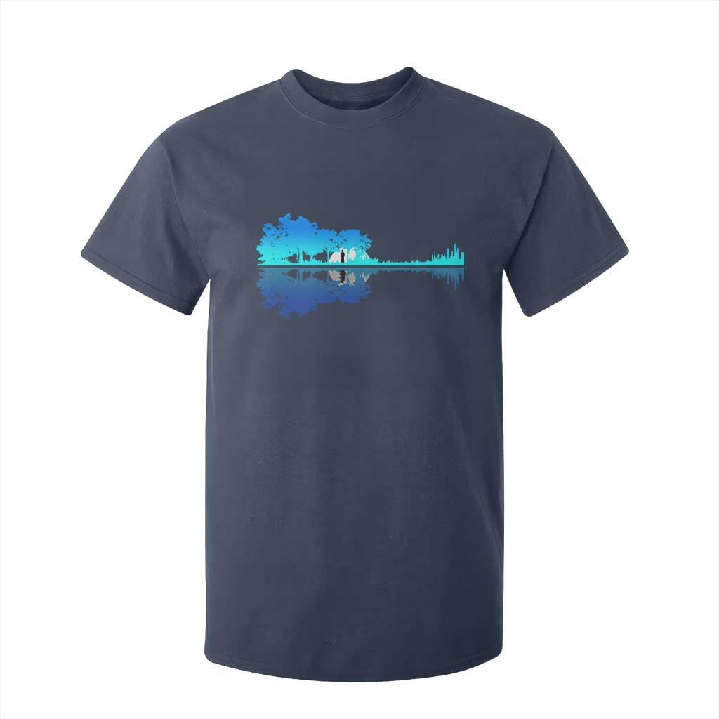 Guitar Lake Shadow T Shirt For Kid Acoustic Guitarist Musician Nature Lover TS14 Navy Print Your Wear