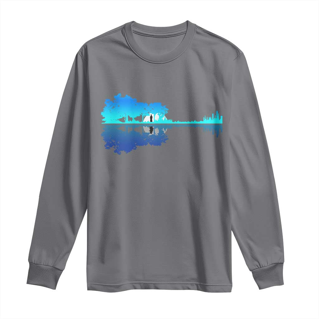 Guitar Lake Shadow Long Sleeve Shirt Acoustic Guitarist Musician Nature Lover TS14 Charcoal Print Your Wear