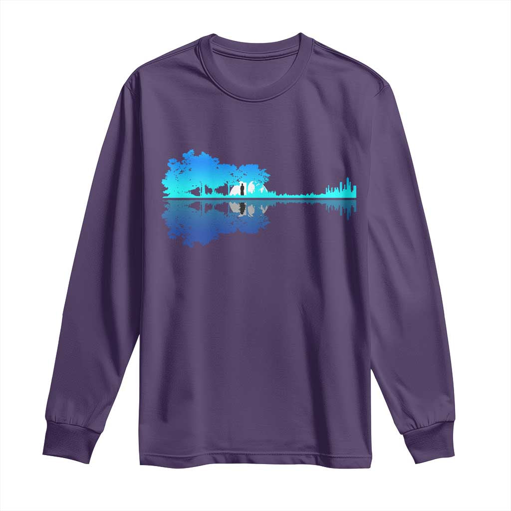 Guitar Lake Shadow Long Sleeve Shirt Acoustic Guitarist Musician Nature Lover TS14 Purple Print Your Wear