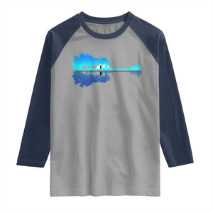 Guitar Lake Shadow Raglan Shirt Acoustic Guitarist Musician Nature Lover TS14 Sport Gray Navy Print Your Wear