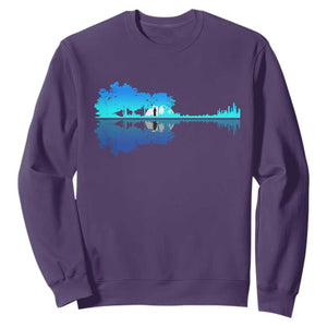 Guitar Lake Shadow Sweatshirt Acoustic Guitarist Musician Nature Lover TS14 Purple Print Your Wear