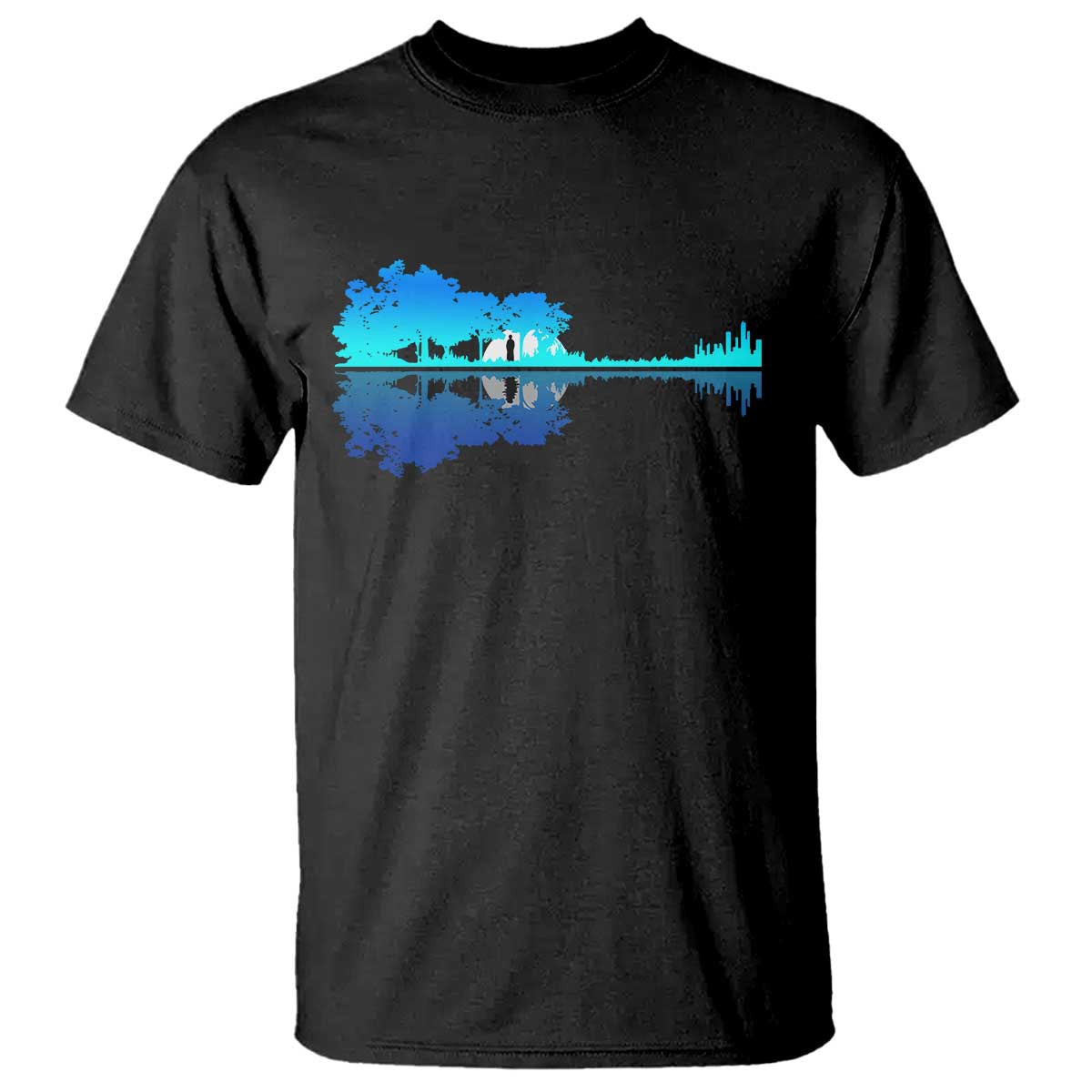 Guitar Lake Shadow T Shirt Acoustic Guitarist Musician Nature Lover TS14 Black Print Your Wear