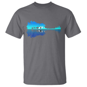 Guitar Lake Shadow T Shirt Acoustic Guitarist Musician Nature Lover TS14 Charcoal Print Your Wear
