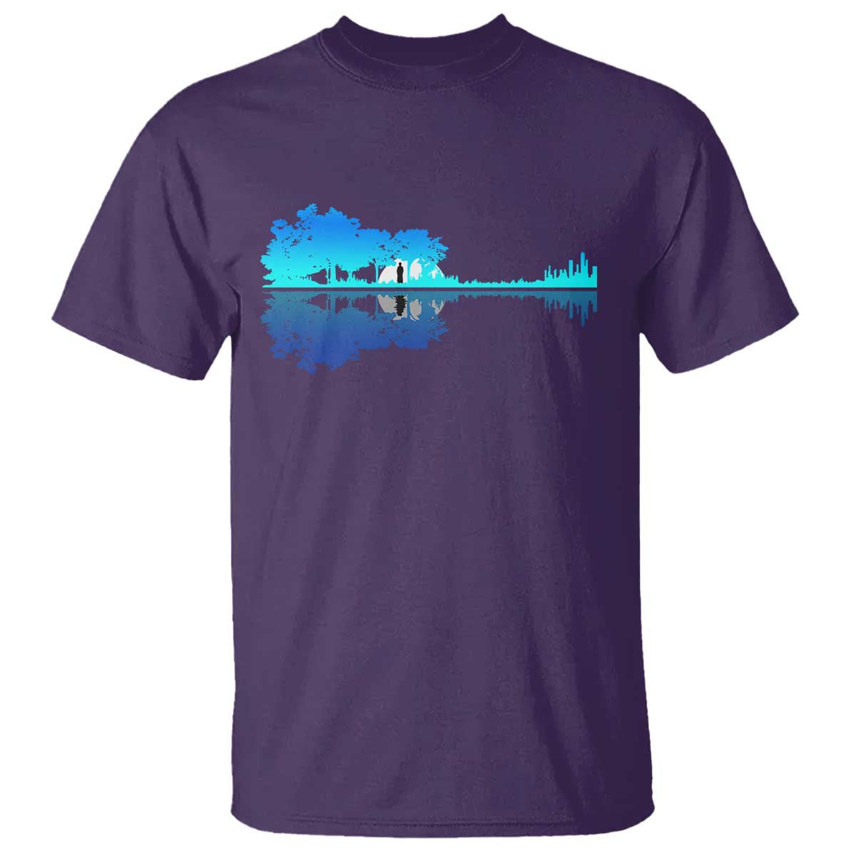 Guitar Lake Shadow T Shirt Acoustic Guitarist Musician Nature Lover TS14 Purple Print Your Wear